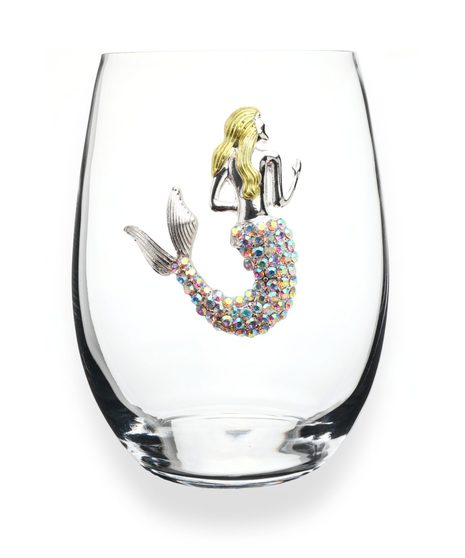 Queen's Jewels Stemless wine glass with unique rhinestone embellishments