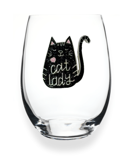 Queen's Jewels Stemless wine glass with unique rhinestone embellishments