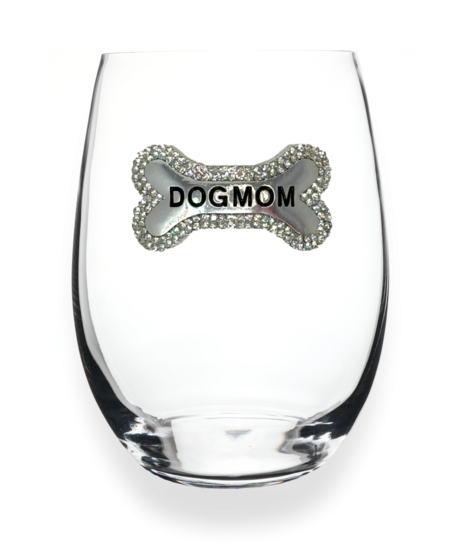 Queen's Jewels Stemless wine glass with unique rhinestone embellishments